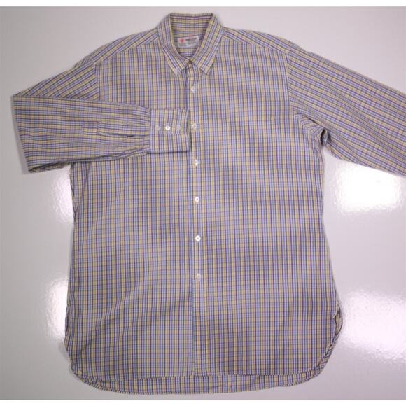 Turnbull & Asser Custom Purple/Yellow Check Cotton Dress Shirt (42) 16.5-34/35 - Picture 2 of 7